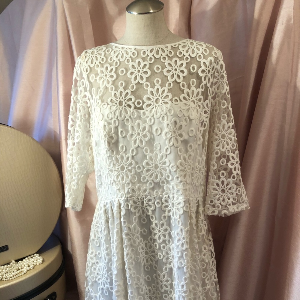 Lace, netting cream dress.